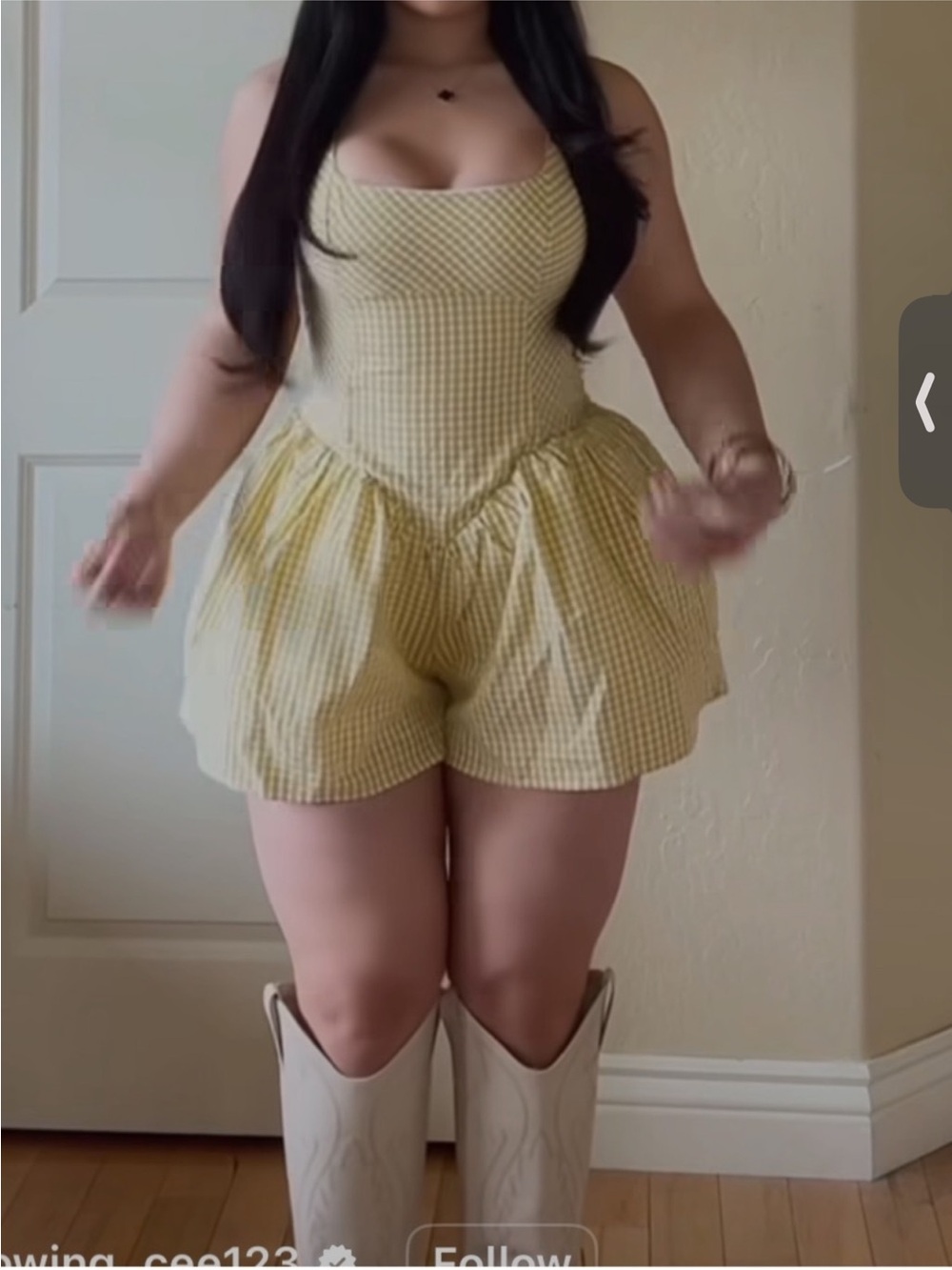 Fashion Nova Yellow Gingham Romper